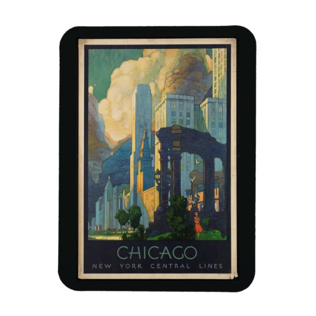 Chicago Vintag Reise Magnet (Vertikal)