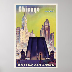 Chicago Vintage Reiseplakat Druck USA Retro Poster