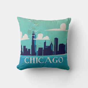 Chicago Vintage-Reiseposter Kissen