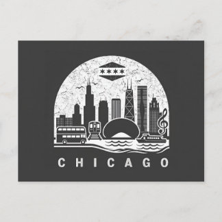 Chicago Vintage  Skyline Ankündigungspostkarte