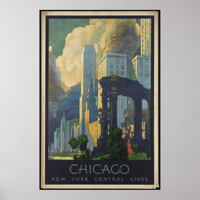 Chicago Vintage Travel Poster und Retro Prints (Vorne)