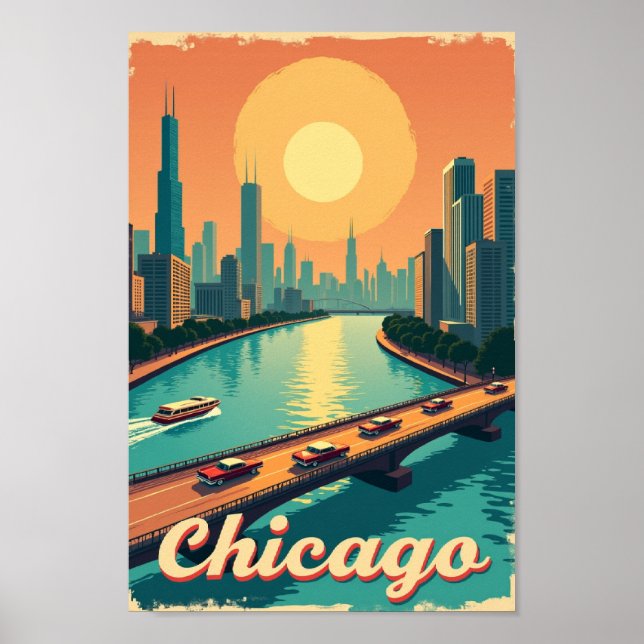 Chicago – Vintage Waterfront Poster (Vorne)