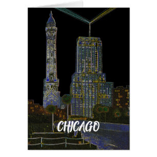Chicago Water Tower Beau Art Vintage coloré