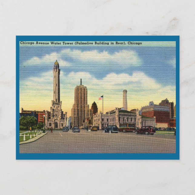 Chicago Water Tower Vintag Postkarte (Vorderseite)