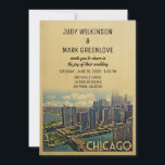 Chicago Wedding Invitation Illinois Einladung<br><div class="desc">Vintage Einladungen für Hochzeiten in Chicago mit Blick auf die Skyline der Stadt. Dieses coole Retro-Design aus der Mitte des Jahrhunderts ist der perfekte Weg,  um Gäste in Ihre Chicago Illinois Hochzeit in Urlaubsort zu bringen.</div>