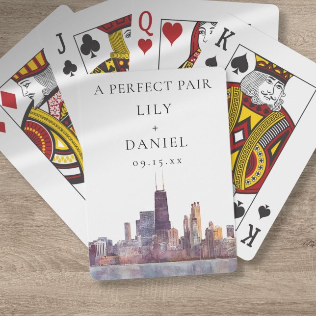 Chicago Wedding Perfect Pair Favor Spielkarten (Chicago Wedding Perfect Pair Favor Poker Cards)
