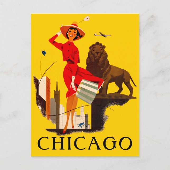 Chicago Windy City Plakat Postkarte (Vorderseite)
