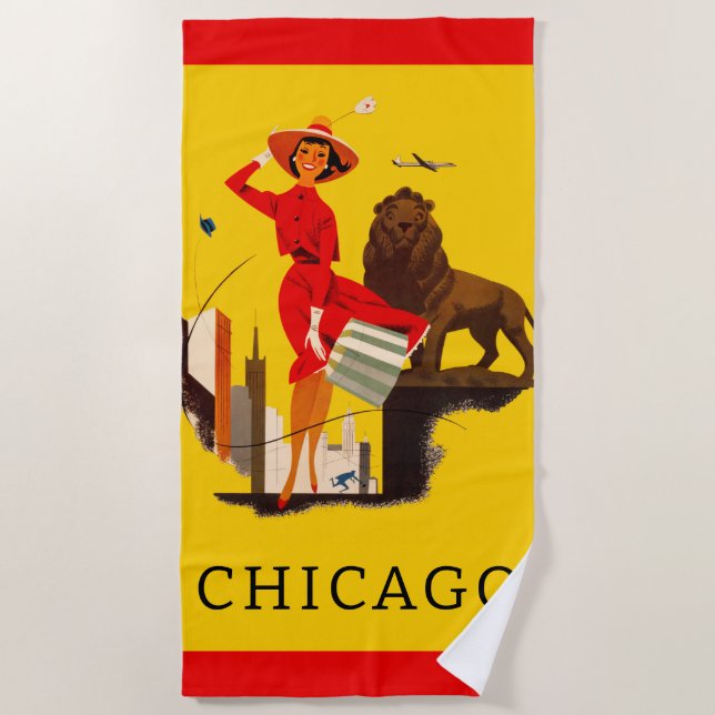 Chicago Windy City Poster Strandtuch (Vorderseite)