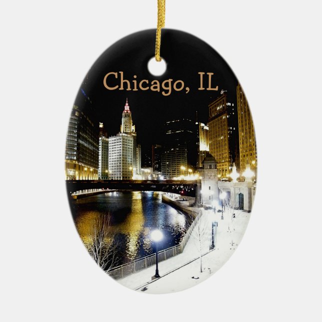 Chicago-Winter-Verzierung Keramik Ornament (Vorne)