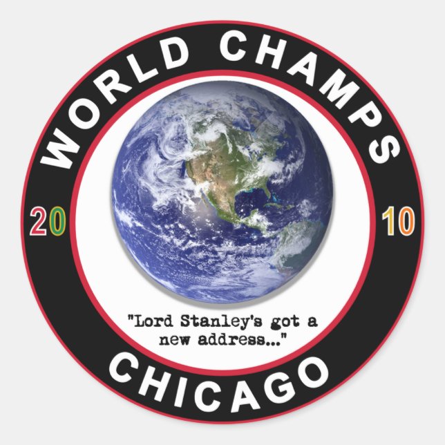Chicago World Champs 2010 Champions Ice Hockey Runder Aufkleber (Vorderseite)