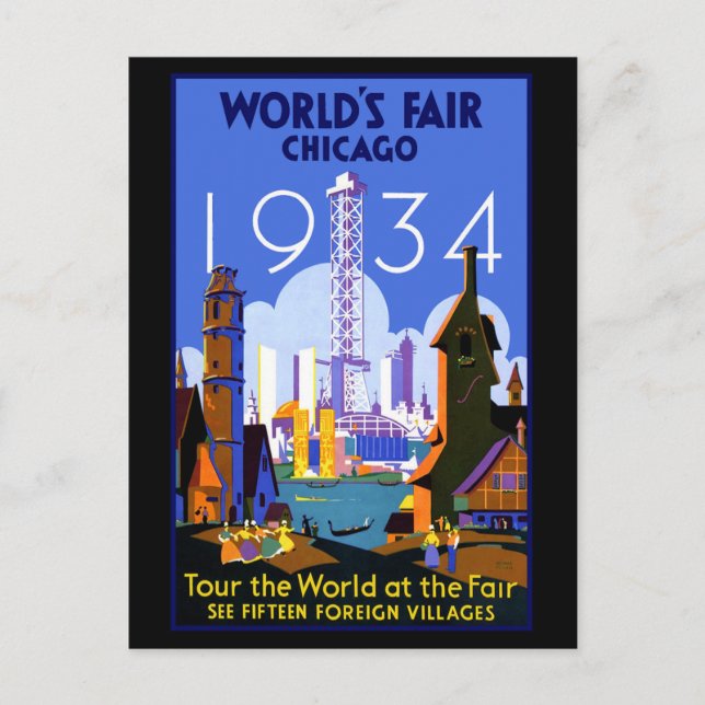 Chicago World Fair 1934 Postkarte (Vorderseite)