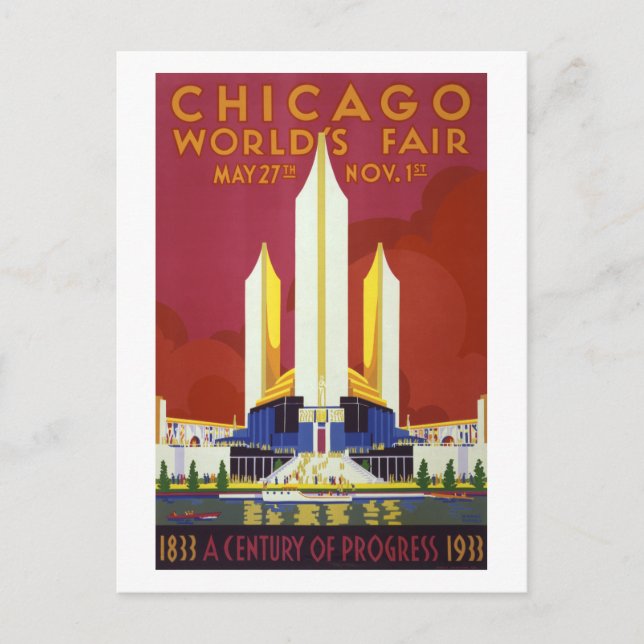 Chicago World fair Vintage Poster restauriert Postkarte (Vorderseite)