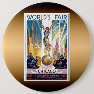 Chicago World's Fair 1933 - Vintage Retro Art Deco Button
