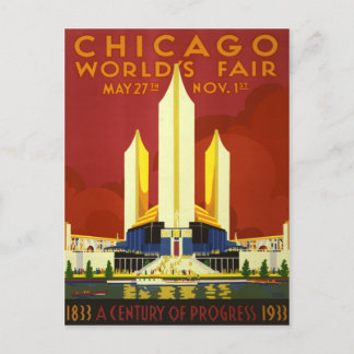 Chicago World's Fair 1933 Vintage Travel Poster Postkarte