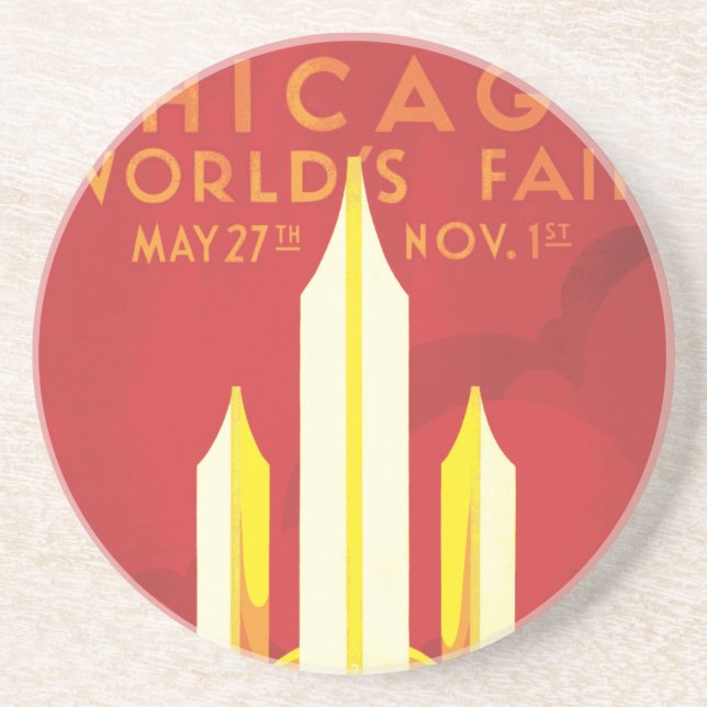 Chicago Worlds Fair Vintage Poster Getränkeuntersetzer (Vorne)