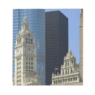 Chicago, Wrigley Gebäude mit Trump Hotel & Notizblock
