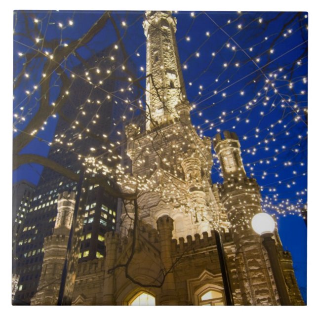 Chicago zu Christmastime Fliese (Vorderseite)