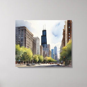Chicagoer Aquarellkunst Leinwanddruck