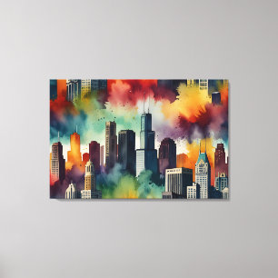 Chicagoer Aquarellkunst Leinwanddruck