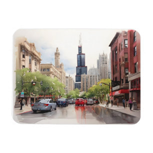 Chicagoer Aquarellkunst Magnet