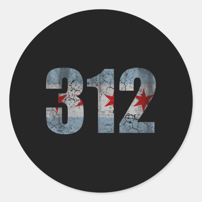 Chicagoer Fahne 312 Fade Runder Aufkleber (Vorderseite)