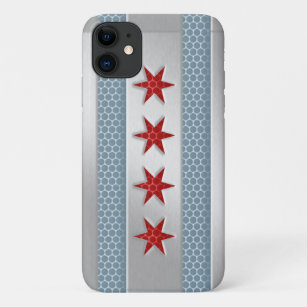 Chicagoer Fahne, gebürstetes Metall Case-Mate iPhone Hülle