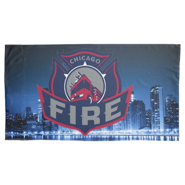 Chicagoer Feuer mit Skyline Kissenbezug (Vorderseite)