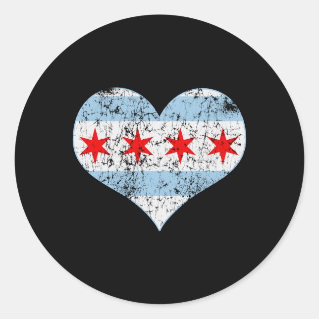 Chicagoer Flagge Er verschwand Runder Aufkleber (Vorderseite)