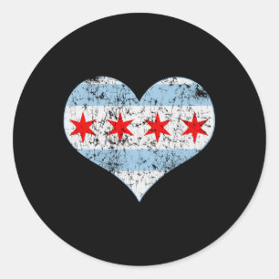 Chicagoer Flagge Er verschwand Runder Aufkleber