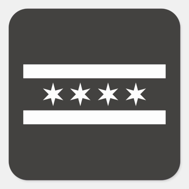 Chicagoer Flagge in Schwarz und Weiß Quadratischer Aufkleber (Vorderseite)