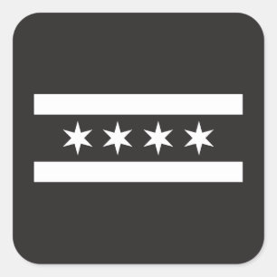 Chicagoer Flagge in Schwarz und Weiß Quadratischer Aufkleber