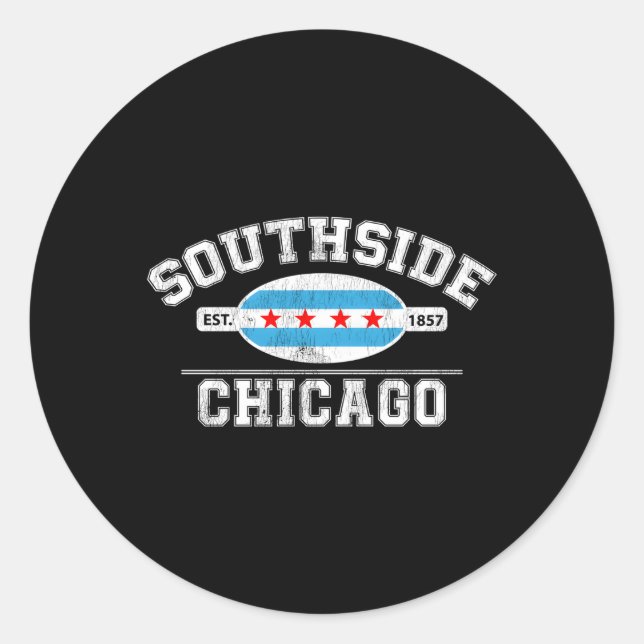 Chicagoer Flagge - Southside Chicago - Stadt Chica Runder Aufkleber (Vorderseite)