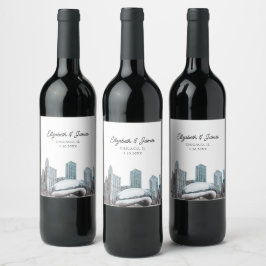 Chicagoer Gastgeschenk Hochzeit Personalisiert Weinetikett