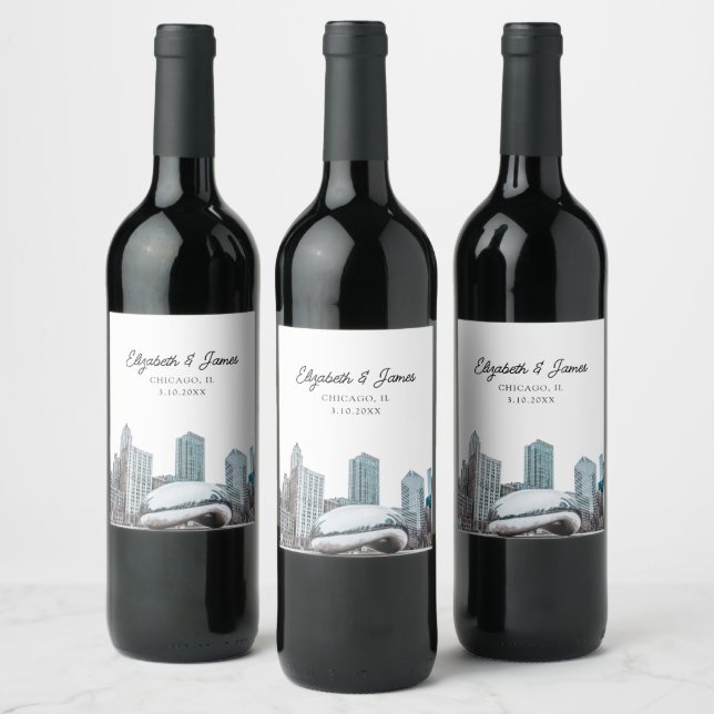 Chicagoer Gastgeschenk Hochzeit Personalisiert Weinetikett (Flaschen)