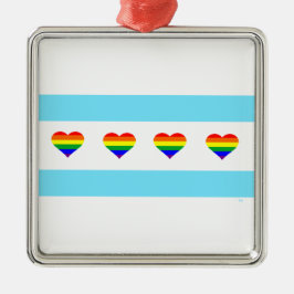Chicagoer Regenbogenfahne Silbernes Ornament