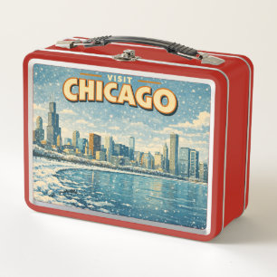 Chicagoer Skyline und Lake Michigan im Winter  Metall Brotdose