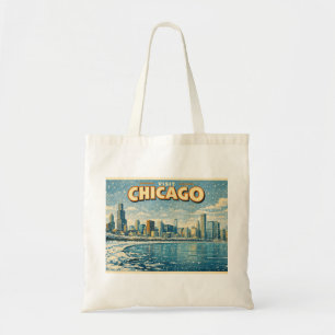 Chicagoer Skyline und Lake Michigan im Winter  Tragetasche