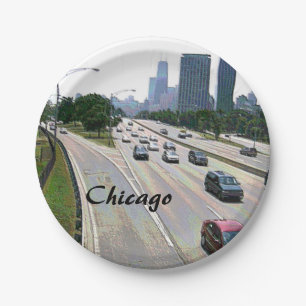 Chicagoer Verkehr in Sandstone Pappteller