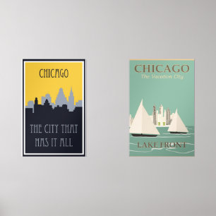 Chicagoer Vintage-Plakate Bilderwand Sets