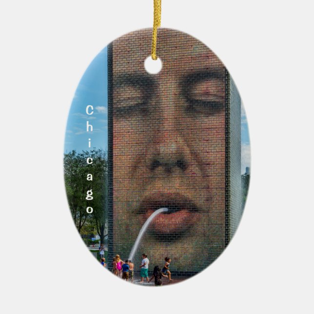 Chicagos Kronenbrunnen Keramikornament (Vorne)