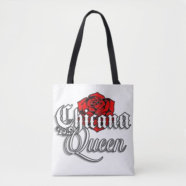 Chicana Queen Rote Rose Einkaufstasche Tasche (Vorderseite)