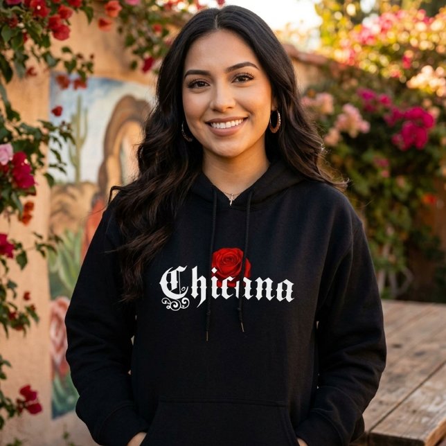 Chicana Rote Rose Hoodie (Chicana Red Rose Hoodie)