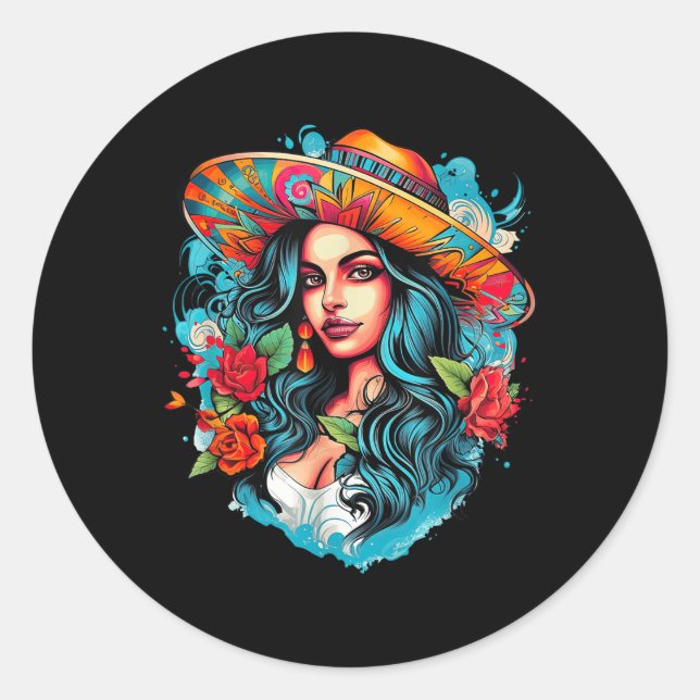 Chicano Chicana La Raza Runder Aufkleber (Vorderseite)