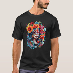 Chicano Girl Mexico Blume Death Hübsch 8 T-Shirt