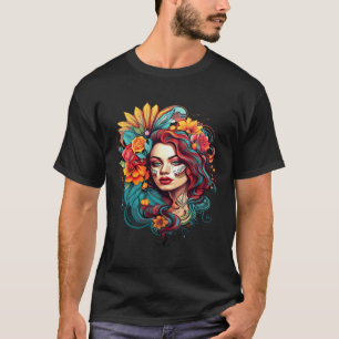 Chicano Girl Mexico Blume Death Hübsch T-Shirt