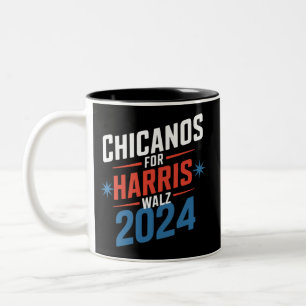 Chicanos für Harris Walz 2024 Präsidentschaftswahl Zweifarbige Tasse