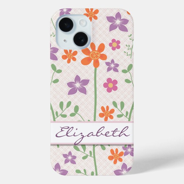 Chicces Blumenmuster-Design Monogramm Case-Mate iPhone Hülle (Rückseite)