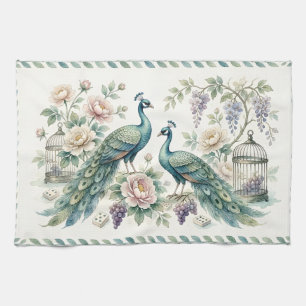 Chice Chinoiserie-Pfau-Mahjong Geschirrtuch