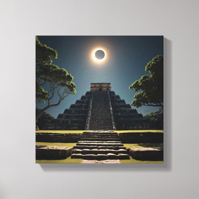 Chichen Itza Eclipse Leinwanddruck (Vorderseite)