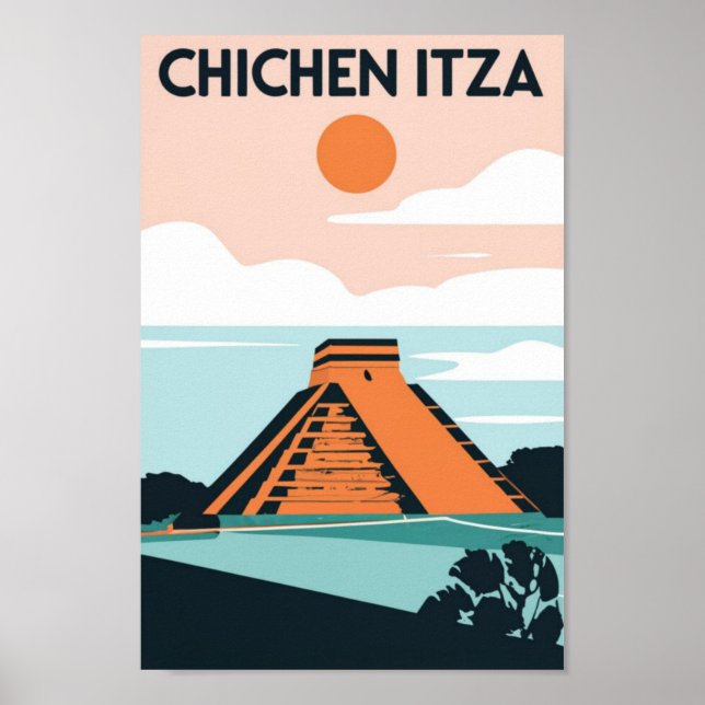 Chichen Itza Mayan Tempel in Mexiko Reisen Poster (Vorne)